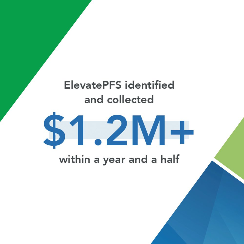 ElevatePFS identified and collected $1.2M+ within a year and a half